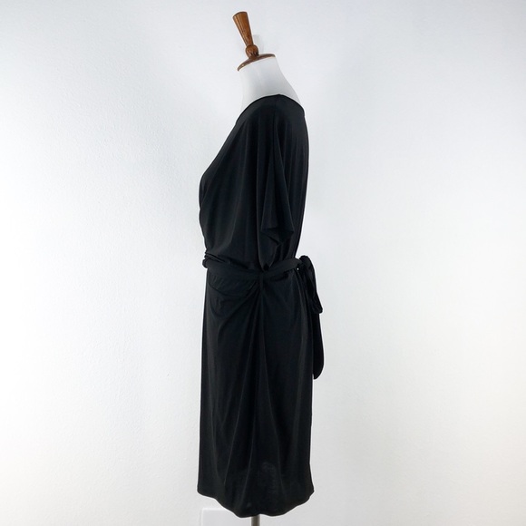 Haute Fox Black Faux Wrap Front Body Con Dress - Picture 6 of 9